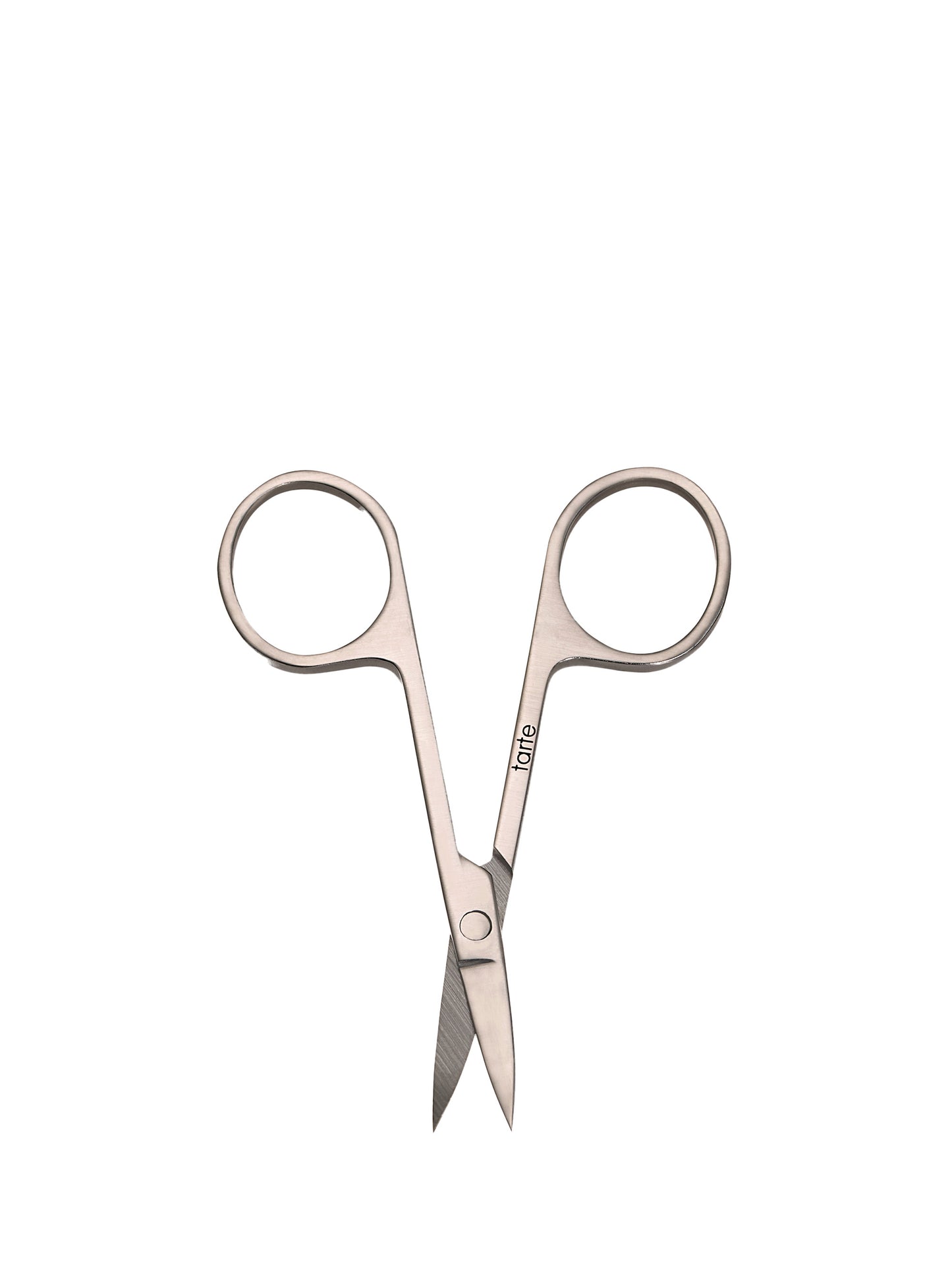 Pair of silver embroidery scissors on a white background