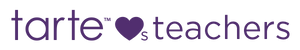 The image shows purple text spelling tarte teachers against a transparent background, suggesting a brand or program name.