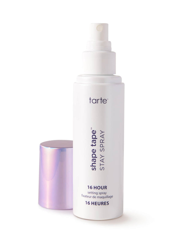 Tarte shape tape stay spray bottle on a white background