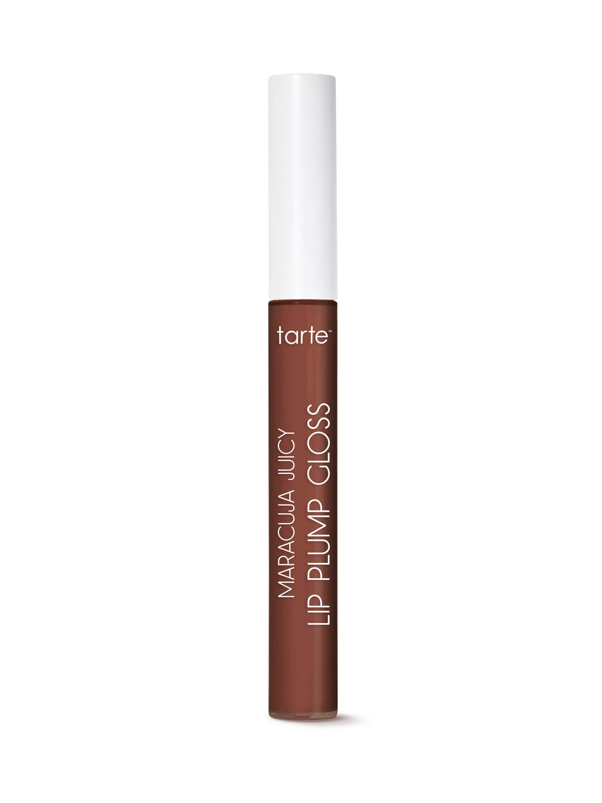 Gloss Tarte avec un bouchon blanc sur fond blanc