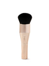 Makeup brush with black bristle head on a white background