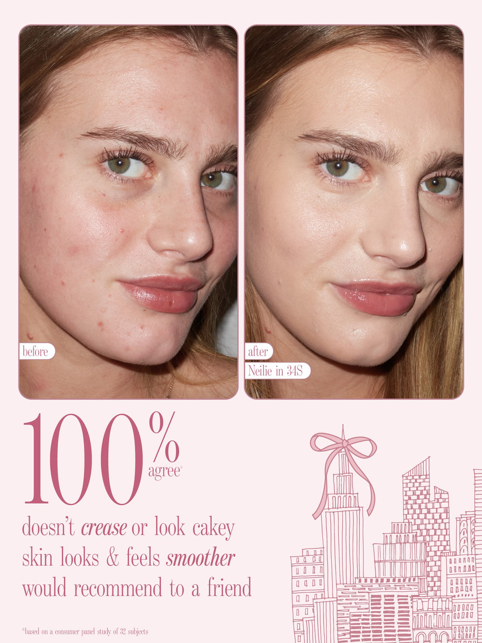before and after with tarte cosmetics SPOTTED the icons best sellers set, 100% agree doesn't crease or look cakey, would recommend to a friend 