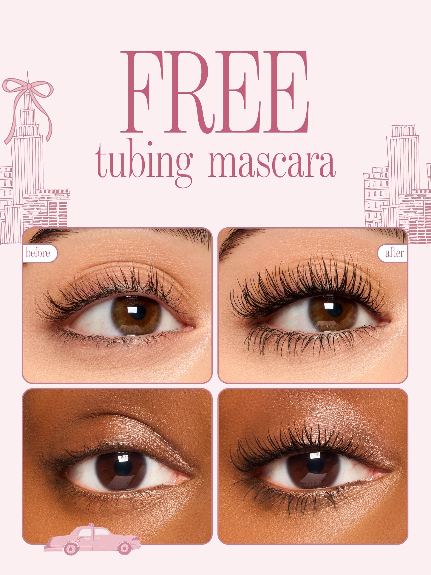 tarte cosmetics SPOTTED the icons best sellers set before and after of tartelette tubing mascara
