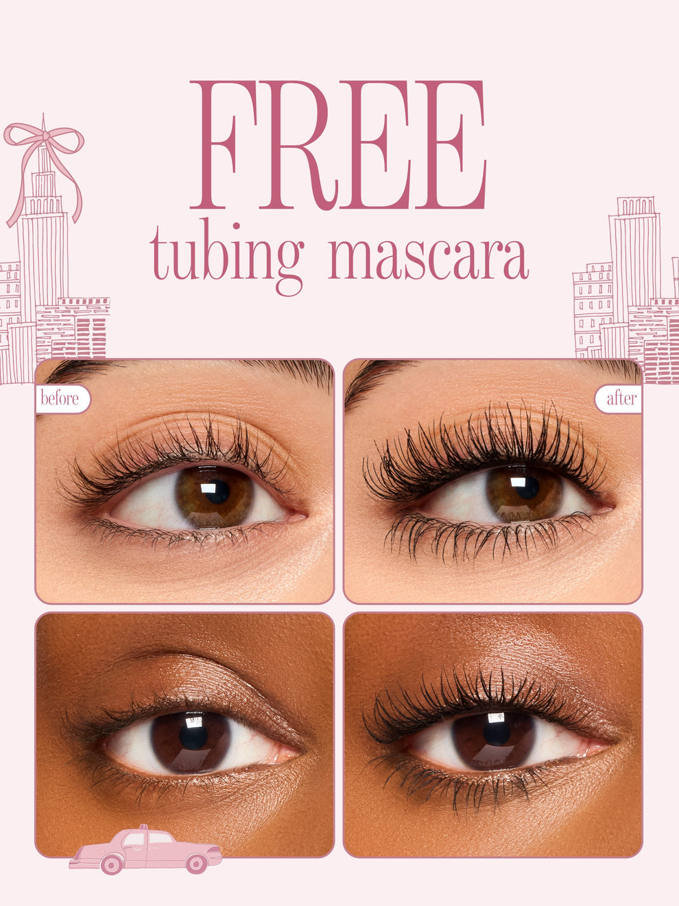 tarte cosmetics SPOTTED the icons best sellers set before and after of tartelette tubing mascara