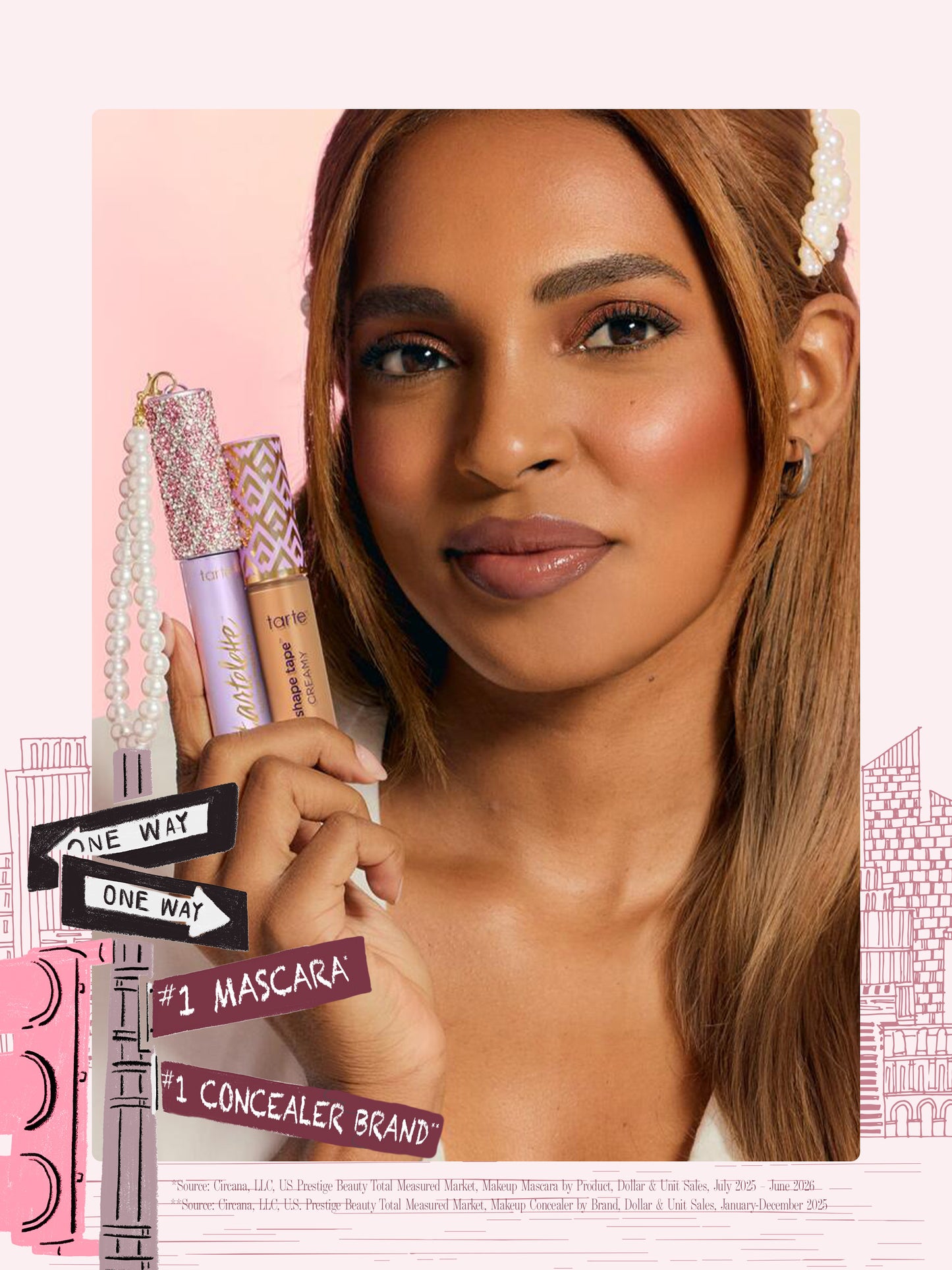 woman holding tarte cosmetics spotted the icons creamy best sellers, #1 mascara and concealer brand