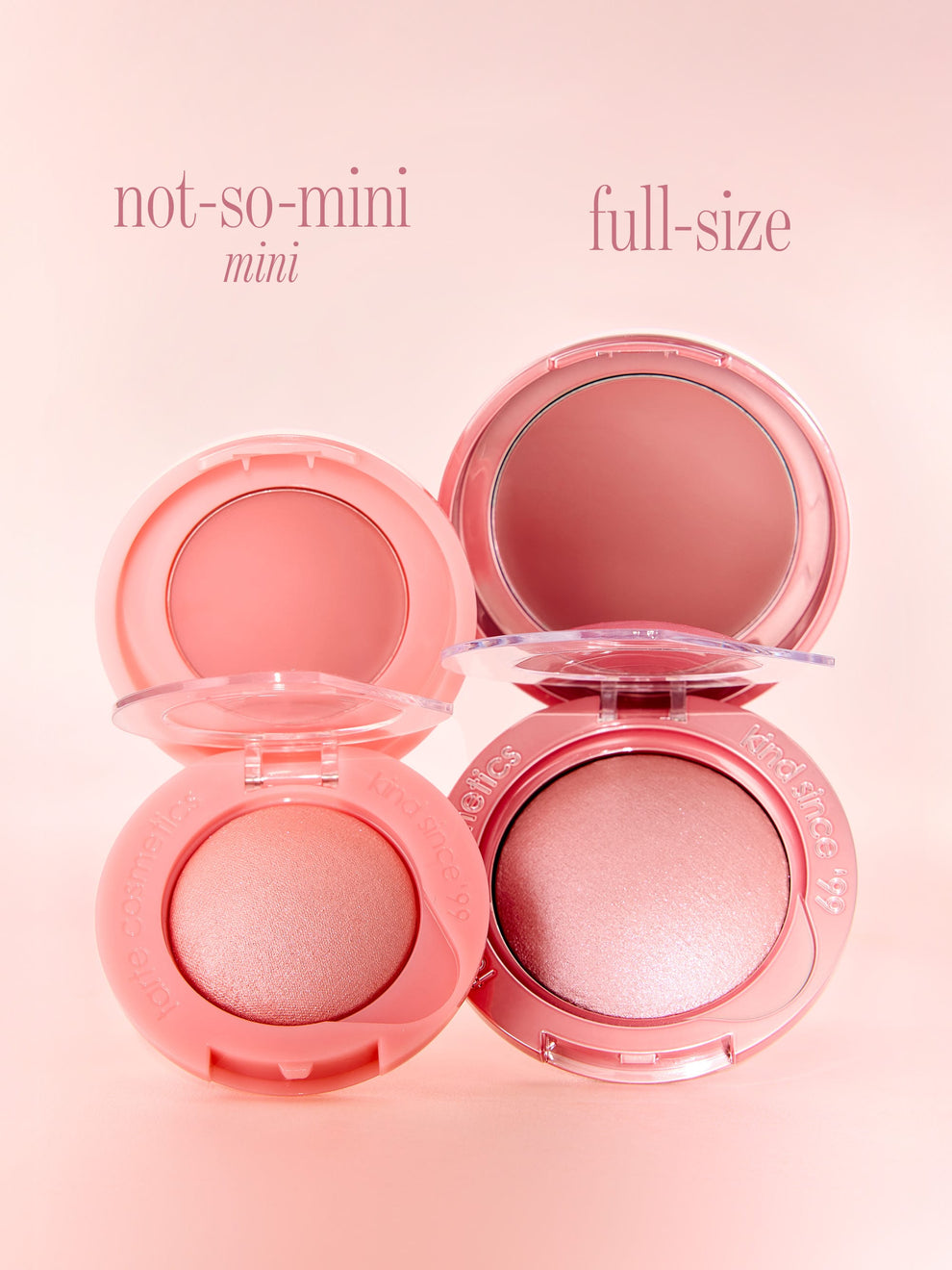 tarte cosmetics XOXO blush and go macaron trio blush, comparison of the mini size and full size