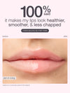 Lip mask before and after application with text highlighting benefits