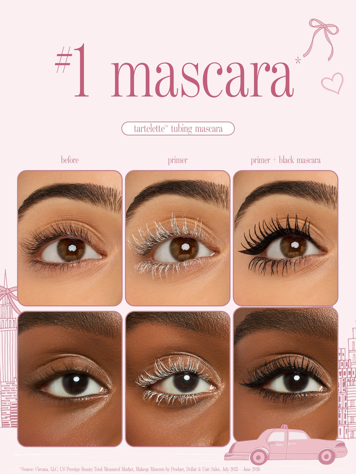 tarte cosmetics eyes on me mascara liner & clutch applying process, #1 mascara