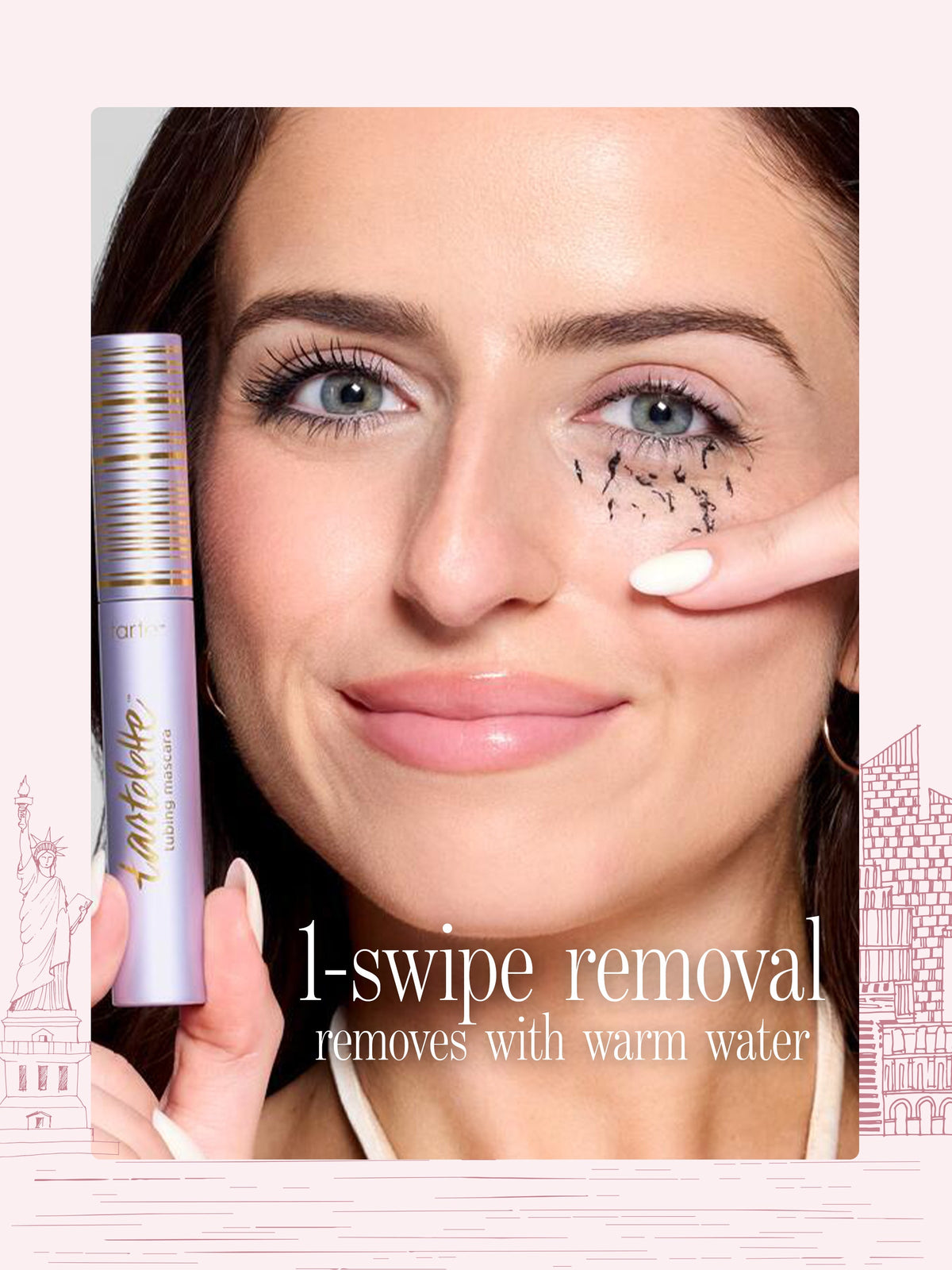woman using tarte cosmetics eyes on me mascara liner & clutch removal