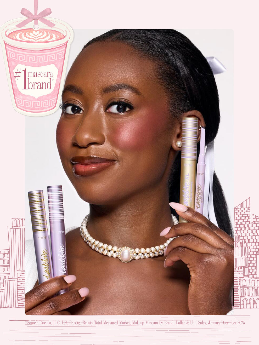 tarte cosmetics eyes on me mascara liner set & free clutch, #1 mascara brand