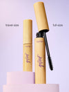 Tarte mascara with travel-size and full-size options on a light purple background