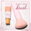 A Tarte BB Blur tinted moisturizer with a a large light pink makeup brush on a white background, with text reading 'limited edition brush'.
