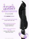 Woman applying mascara with text indicating lash results