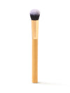 tarte cosmetics Makeup brush with wooden handle and black bristle head on a white background
