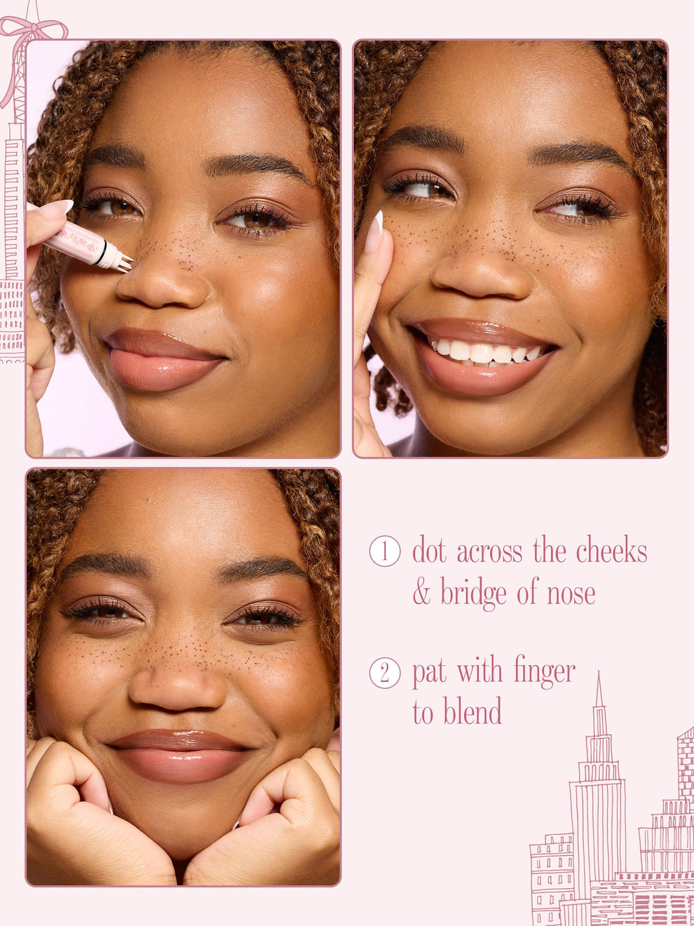 tutorial for how to use Tarte limited-edition go with the faux freckle stamp