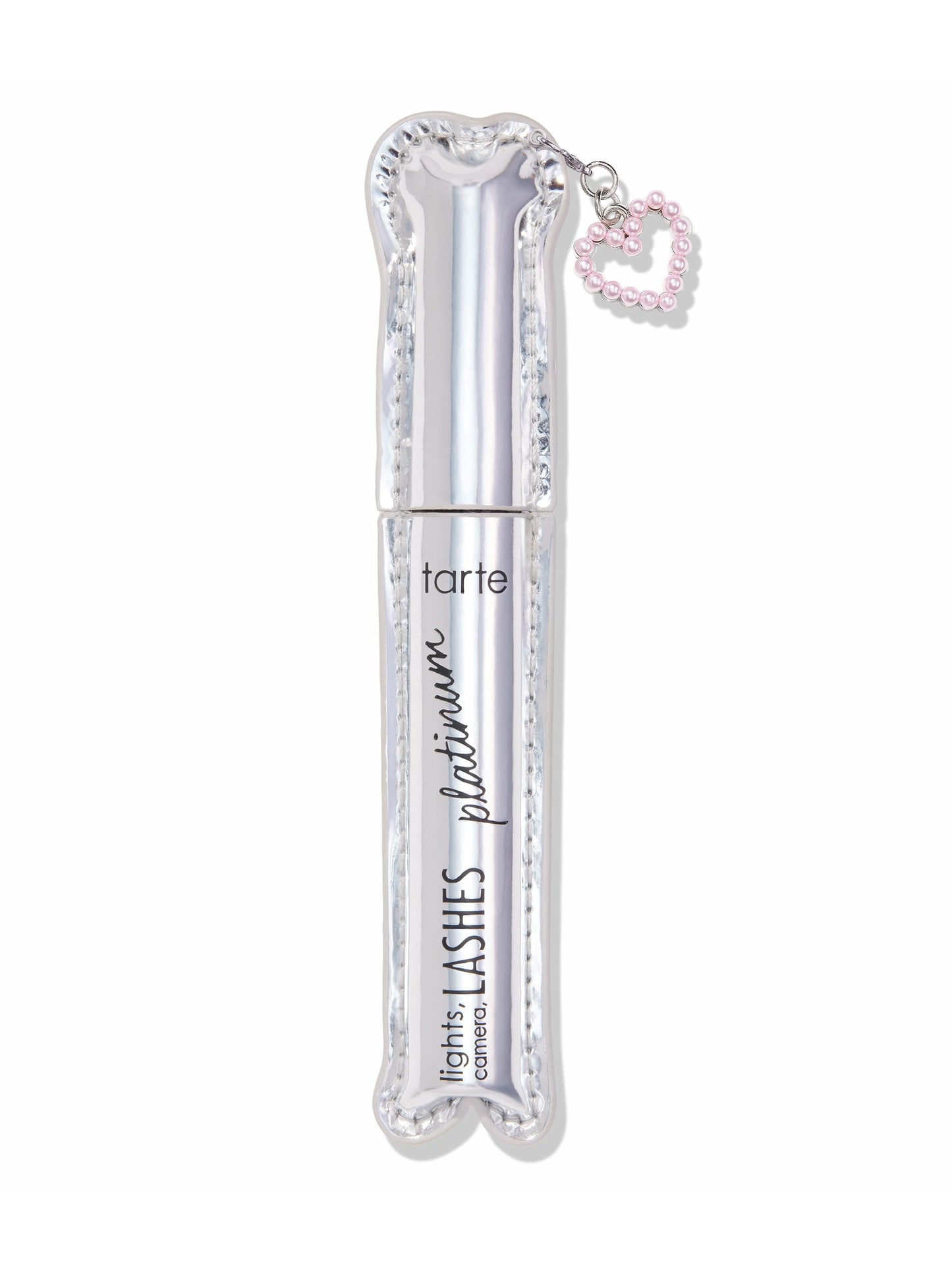 tarte cosmetics lights camera lashes mascara and free heart charm on a white background