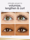 Before-and-after lash results showing length and long-lasting wear with Tartelette XL Mascara