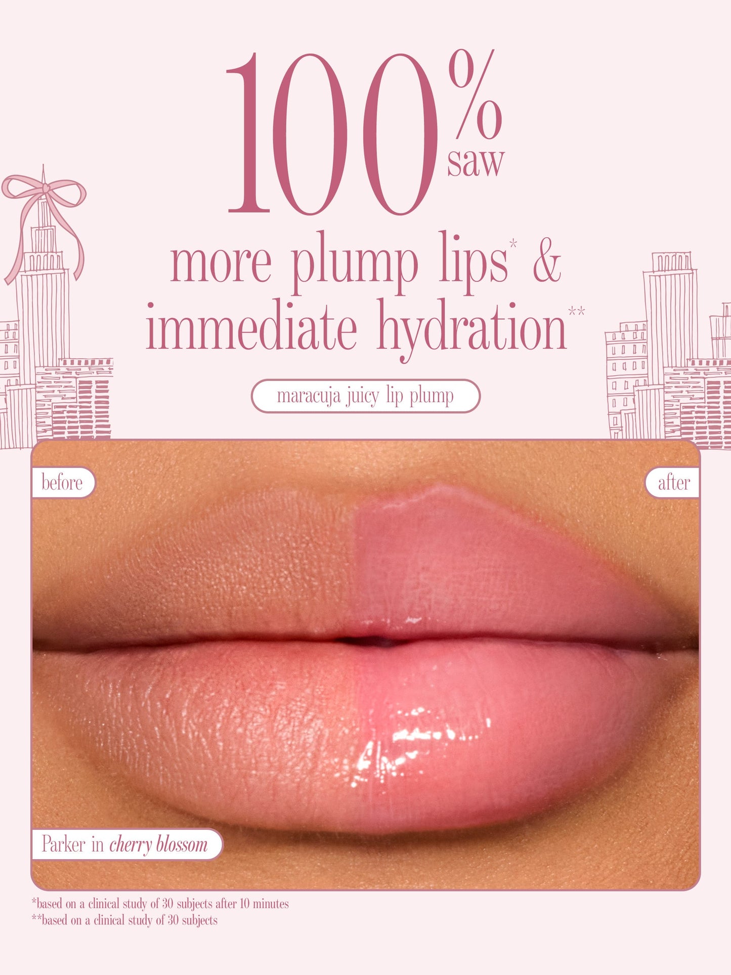 tarte cosmetics maracuja juicy lip trio maracuja juicy lip plump, 100% saw more plump lips & immediate hydration 