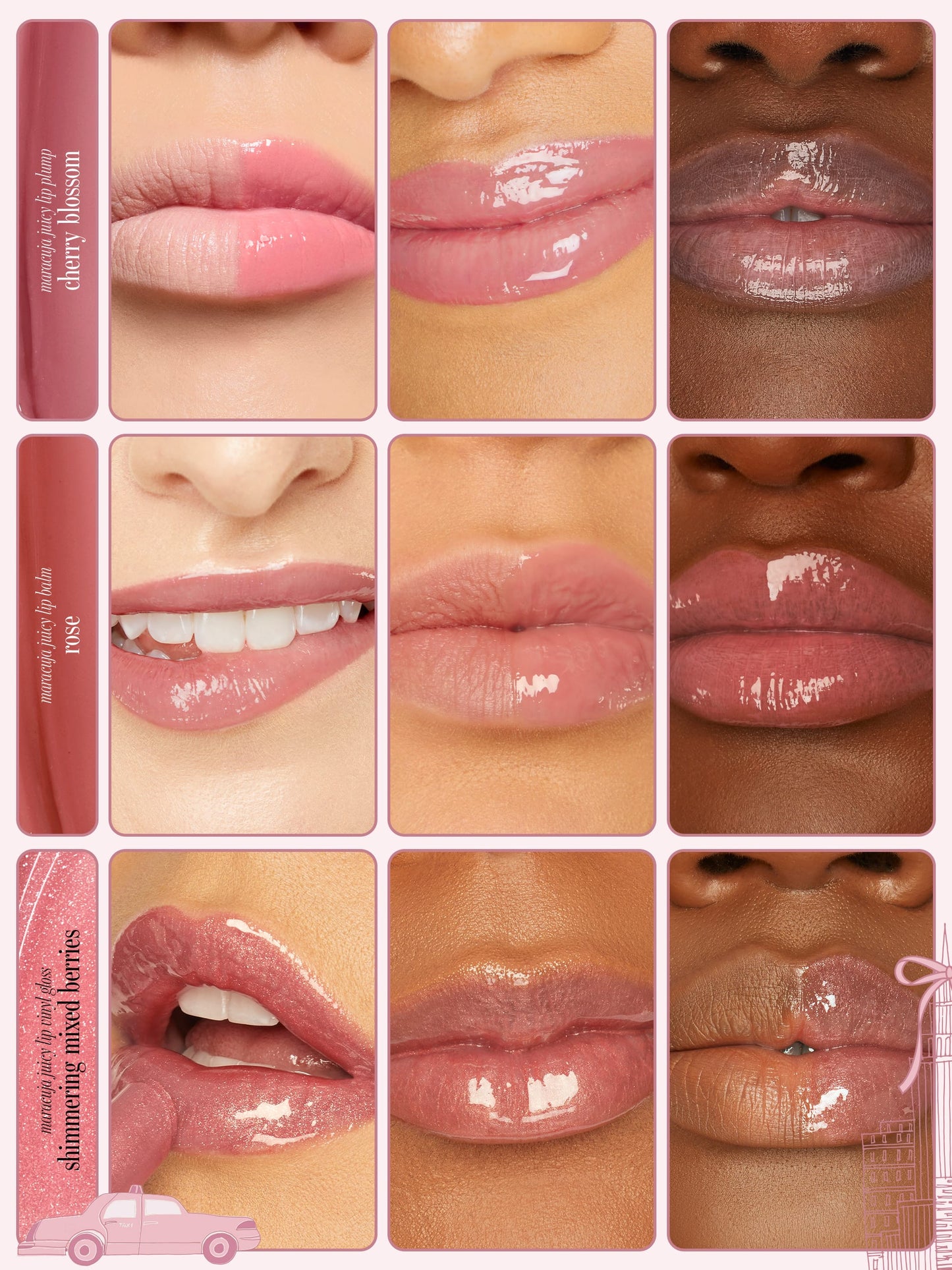 tarte cosmetics maracuja juicy lip trio all shades and formulas on different skin tones