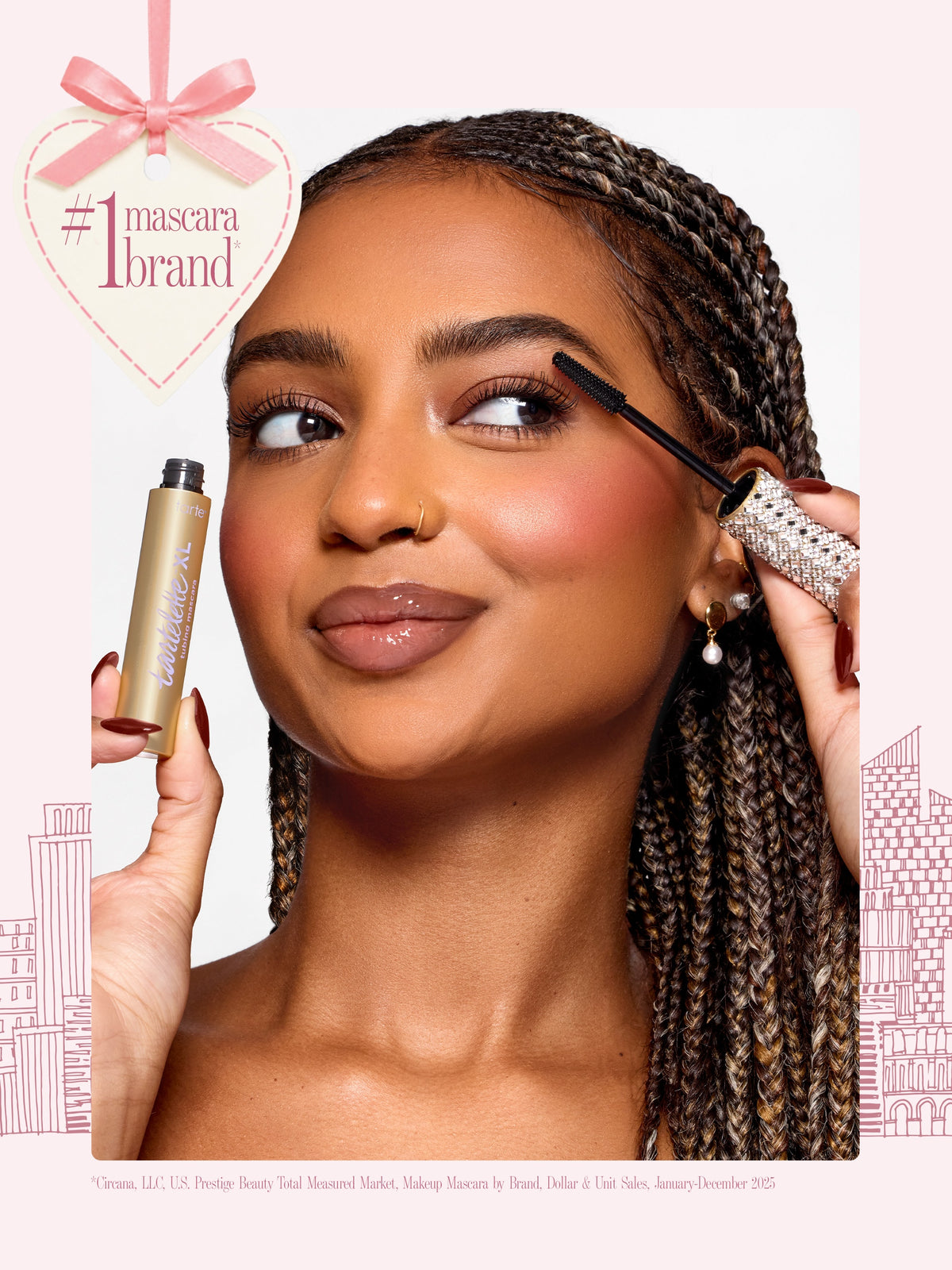 woman using tarte cosmetics tartelette XL tubing mascara, #1 mascara brand 