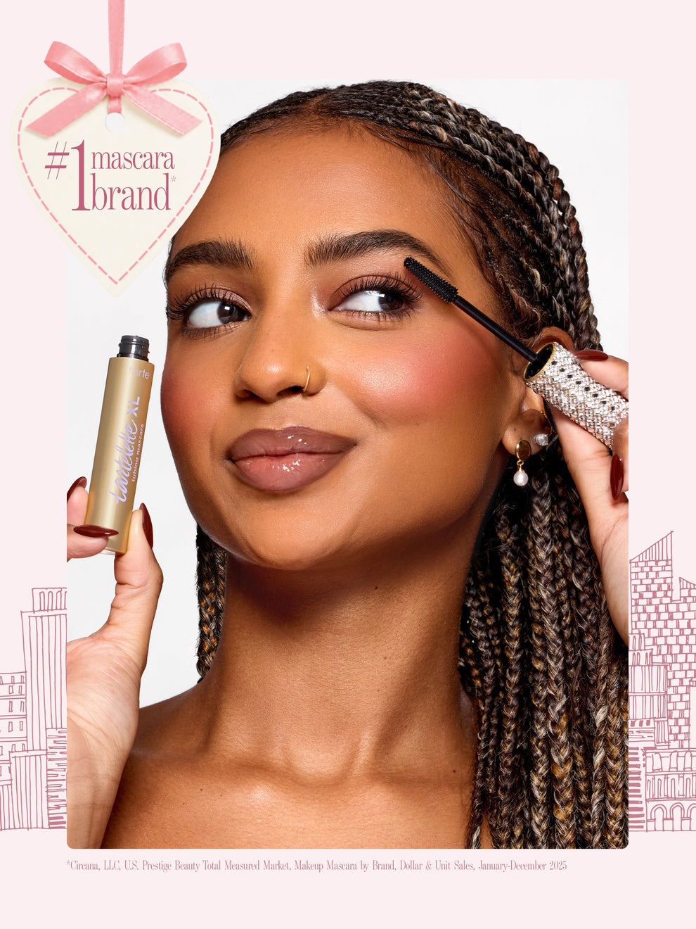 woman using tarte cosmetics tartelette XL tubing mascara, #1 mascara brand 