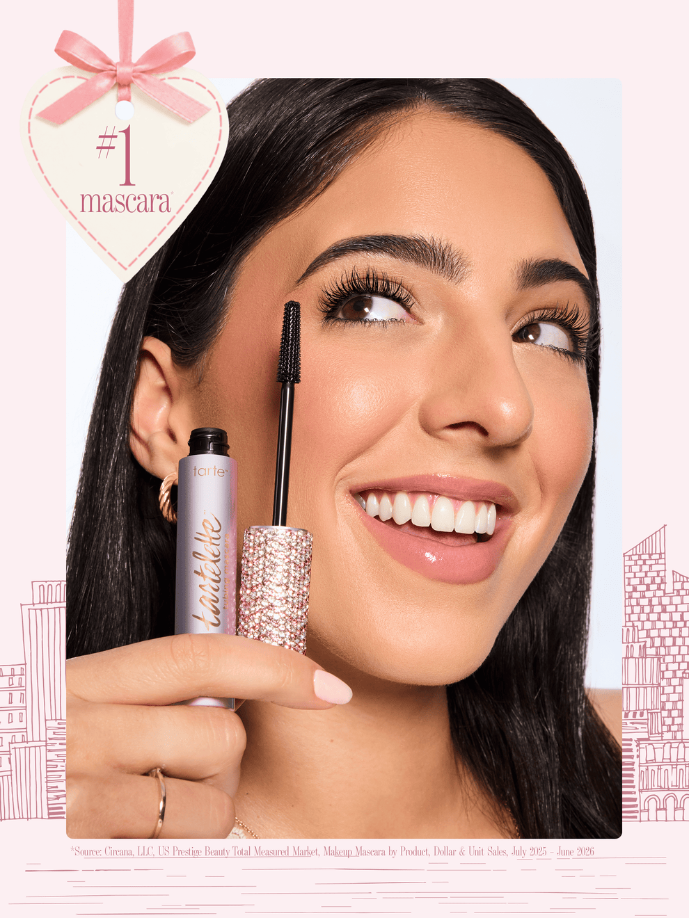 woman using tarte cosmetics tartelette XL tubing mascara, #1 mascara