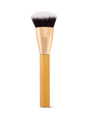maneater foundation brush with wooden handle on a white background