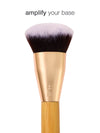 tarte cosmetics Makeup brush with gold ferrule and wooden handle on a white background, featuring the brand 'e.l.f.'