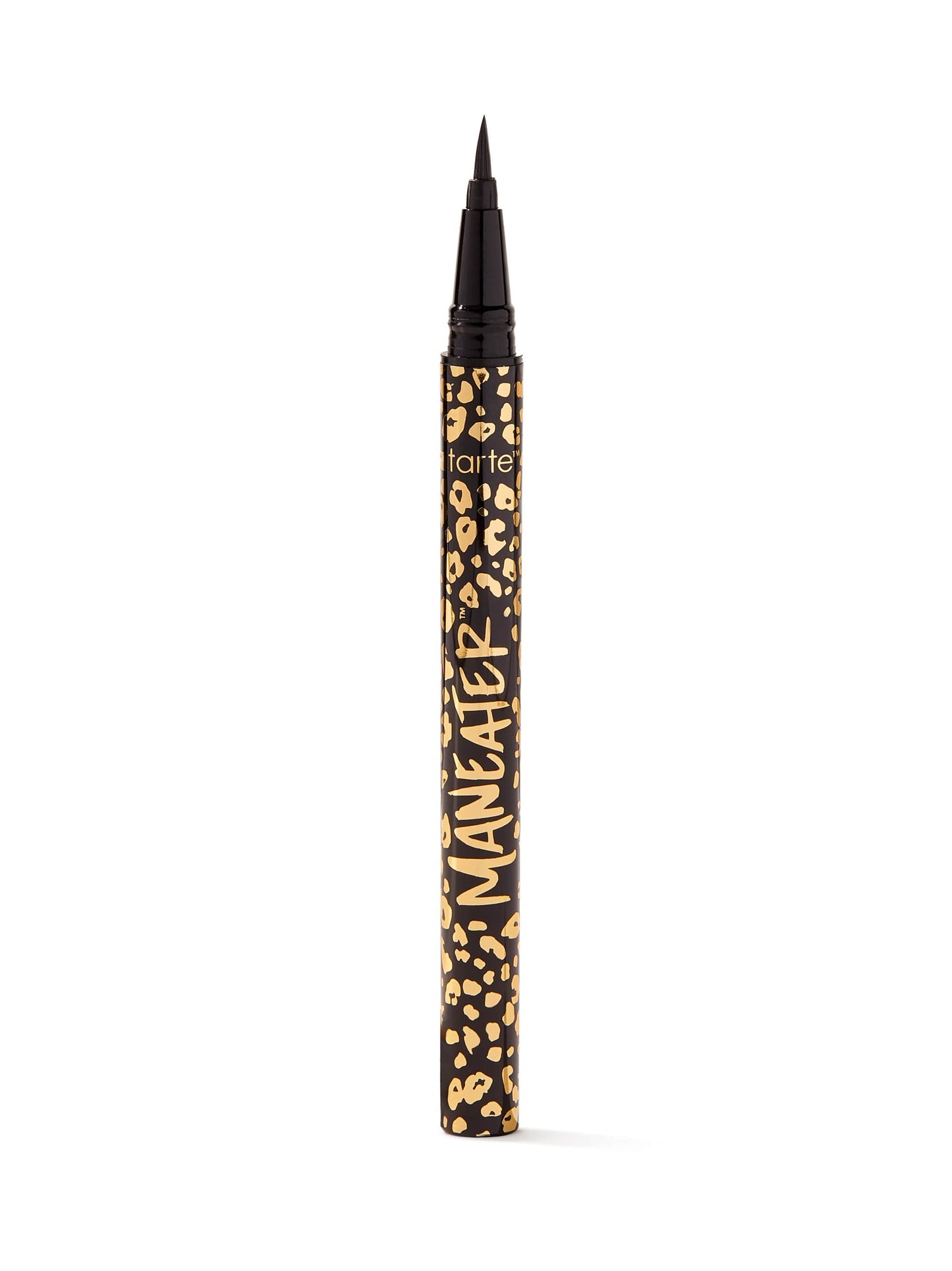 Tarte Maneater eyeliner pen with leopard print design on a white background