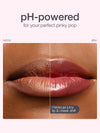 Before and after comparison of lips with a lip product labeled 'pH-powered' and 'maracuja juicy'.