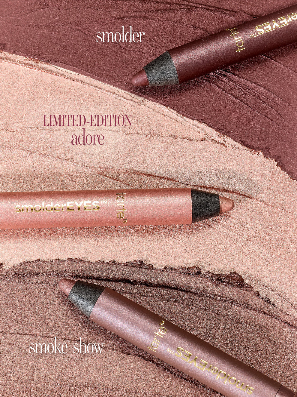 tarte cosmetics smoldereyes liner trio all 3 shades swatched 