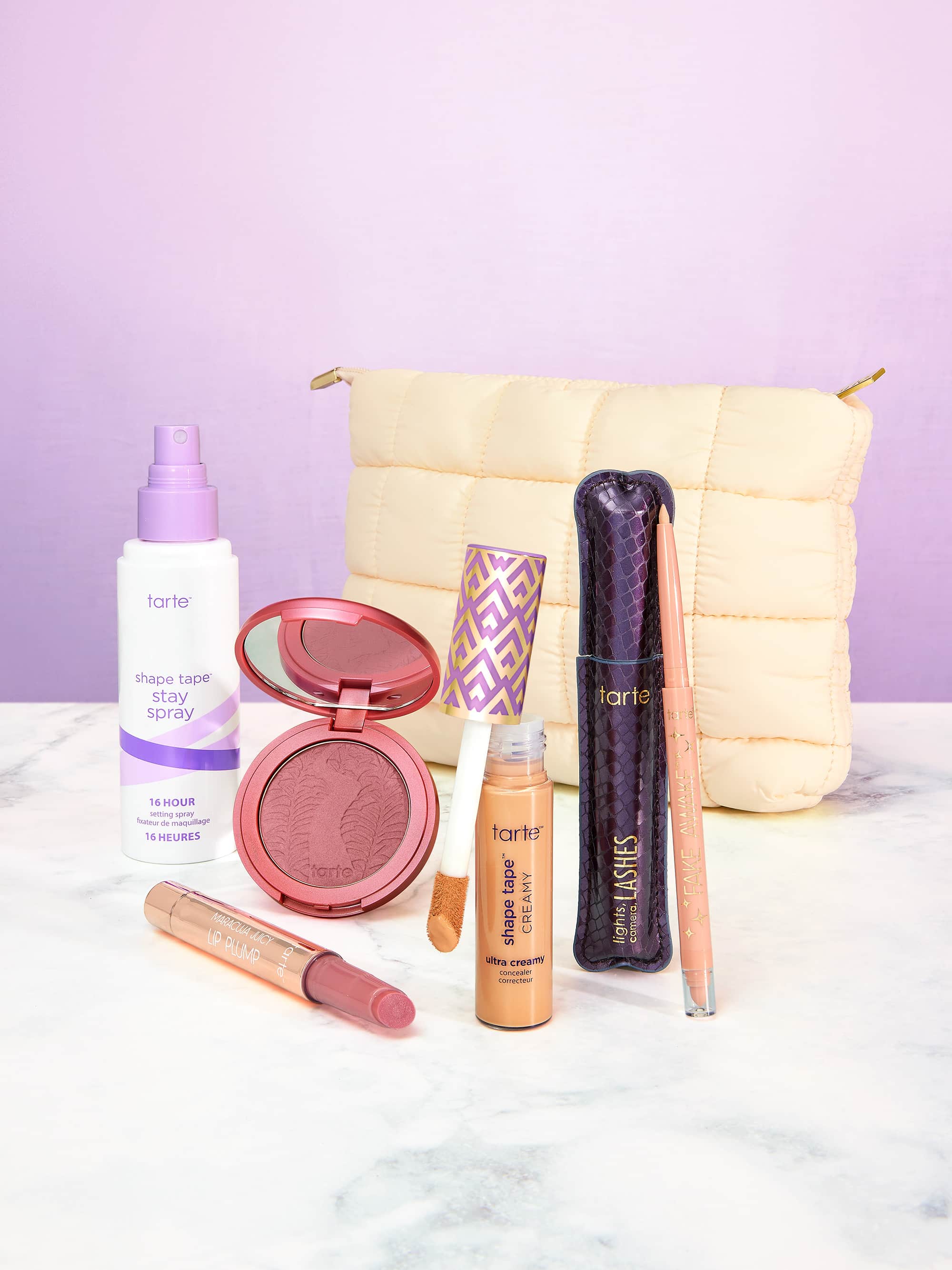 tarte™ puffy makeup bag in cream – Tarte™