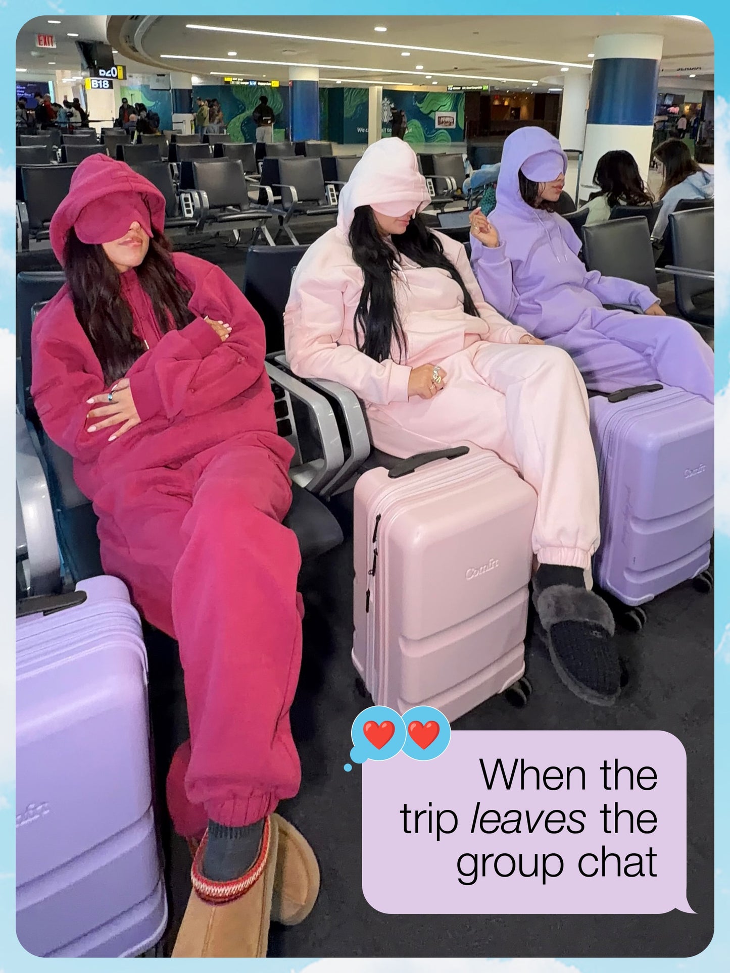 tarte x Comfrt airplane mode travel hoodie