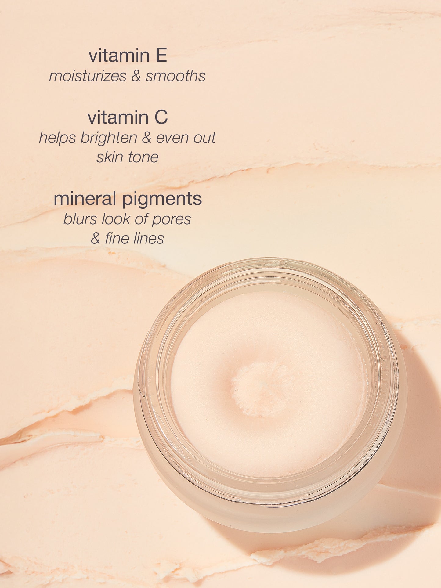 Jar of cream with text on a marble background