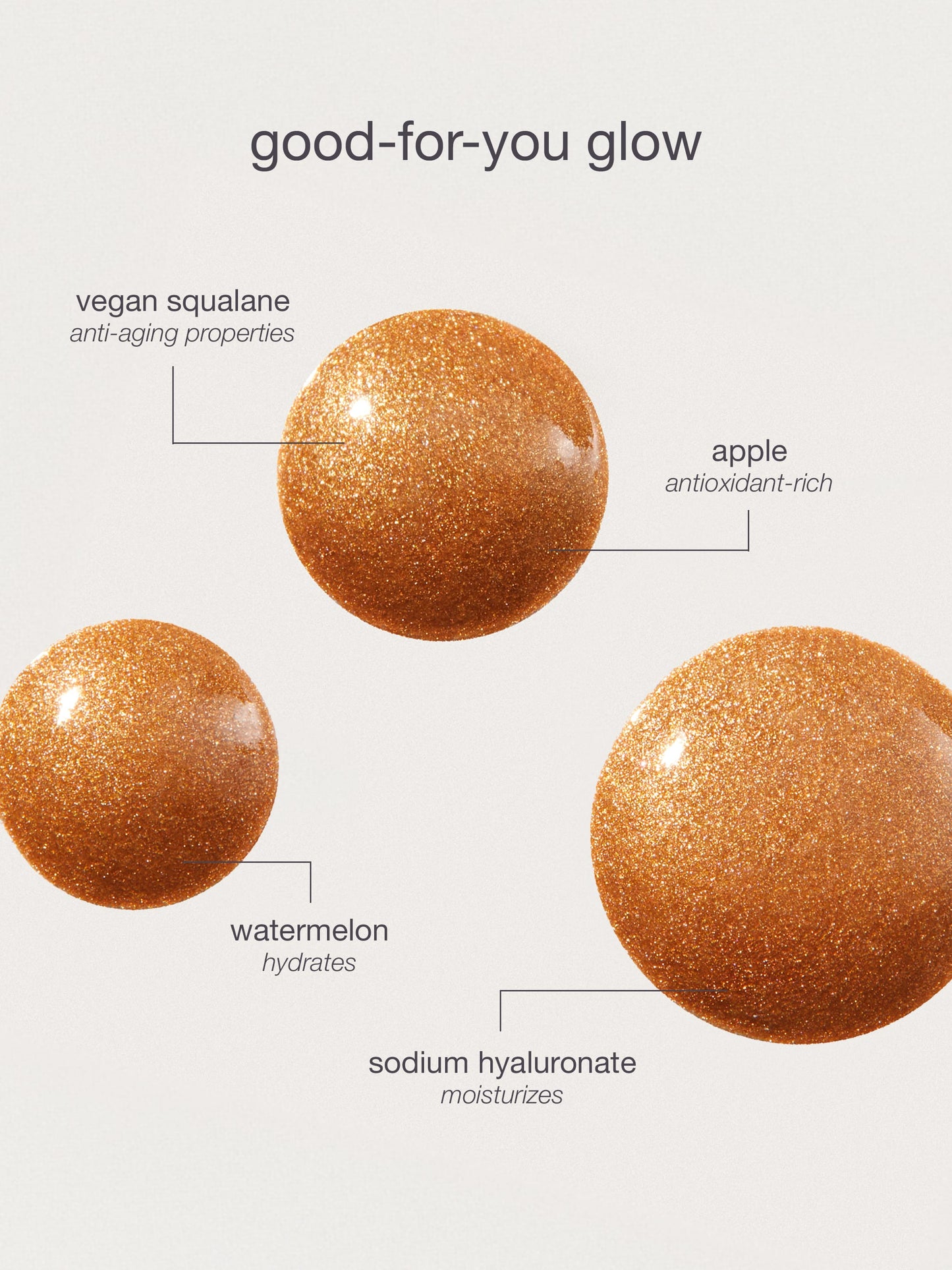 Illustration of brown spheres with text describing their benefits on a white background