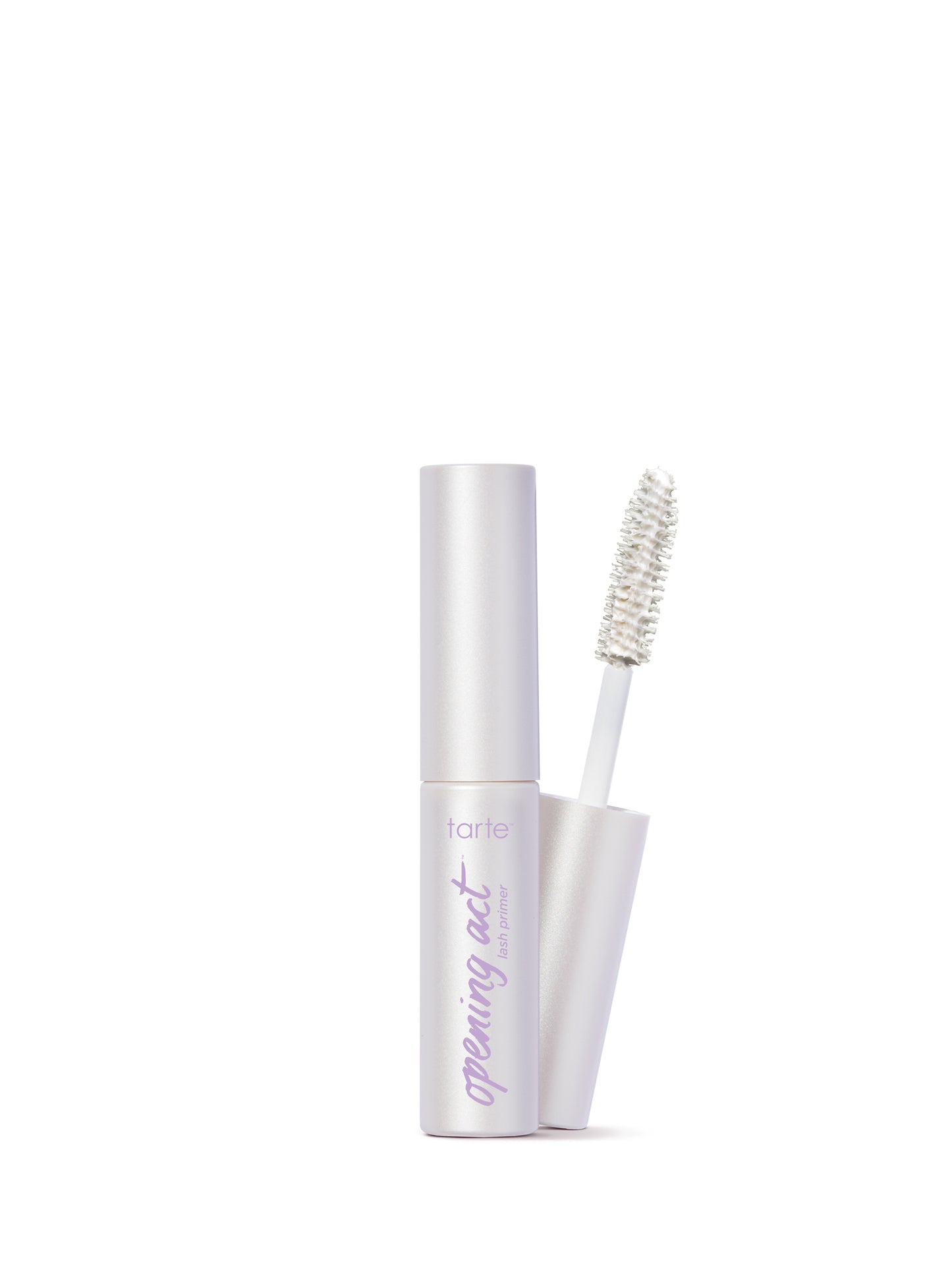 Tarte opening act mascara with brush on a white background