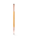 Makeup brush with wooden handle and metal ferrule on a white background