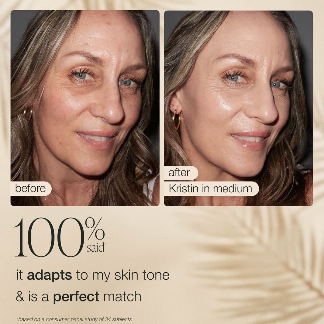 Antes e depois: Kristin usando a cor medium