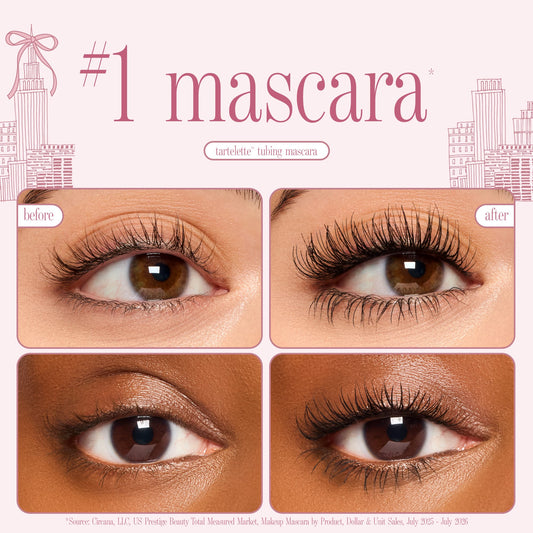 tarte cosmetics front row energy travel essentials tartelette tubing mascara before and after