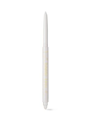 Witte pen met een klein geel detail op een witte achtergrond