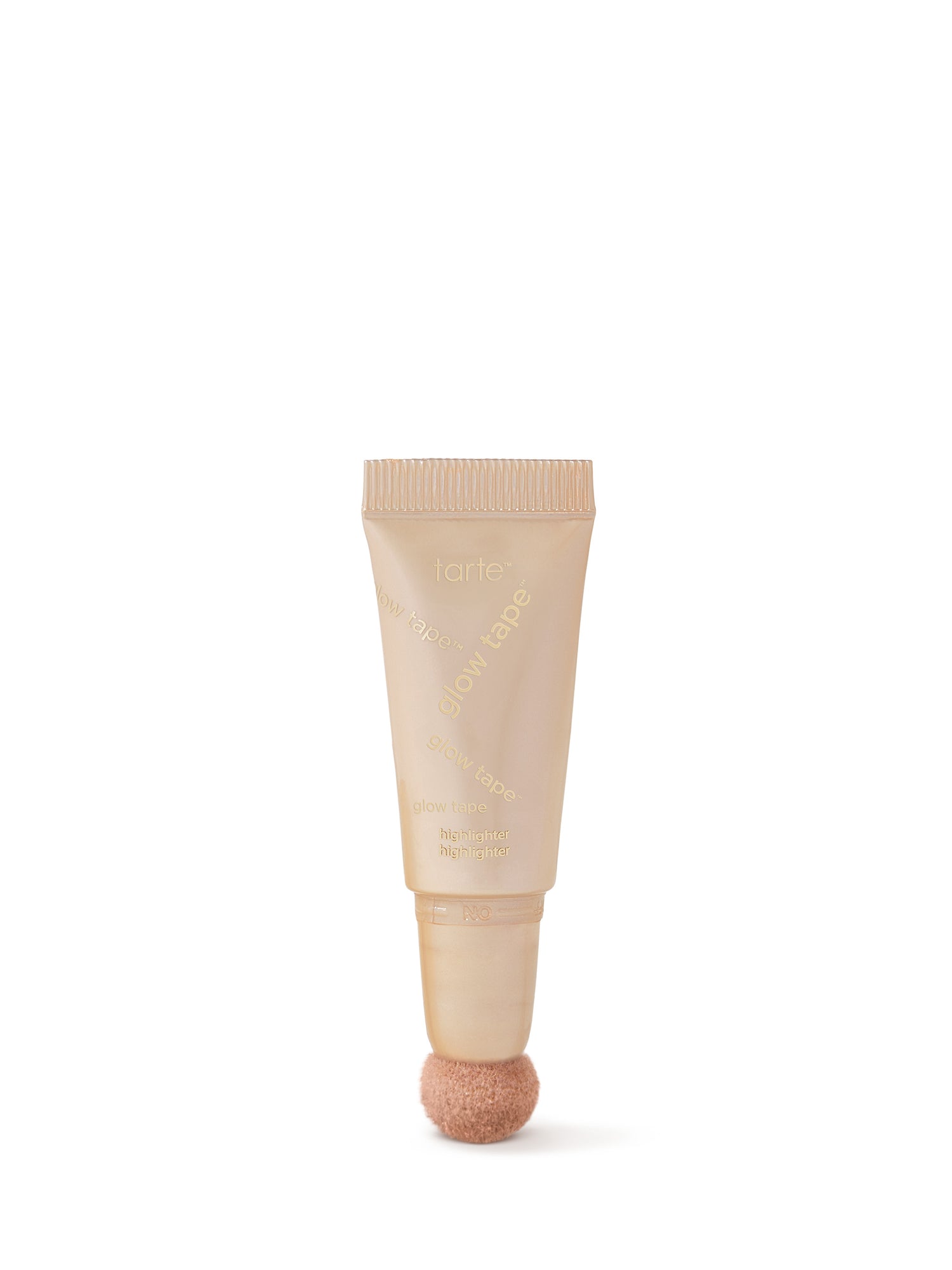 Beige skincare tube with a textured cap on a white background