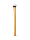 Makeup brush with wooden handle on a white background