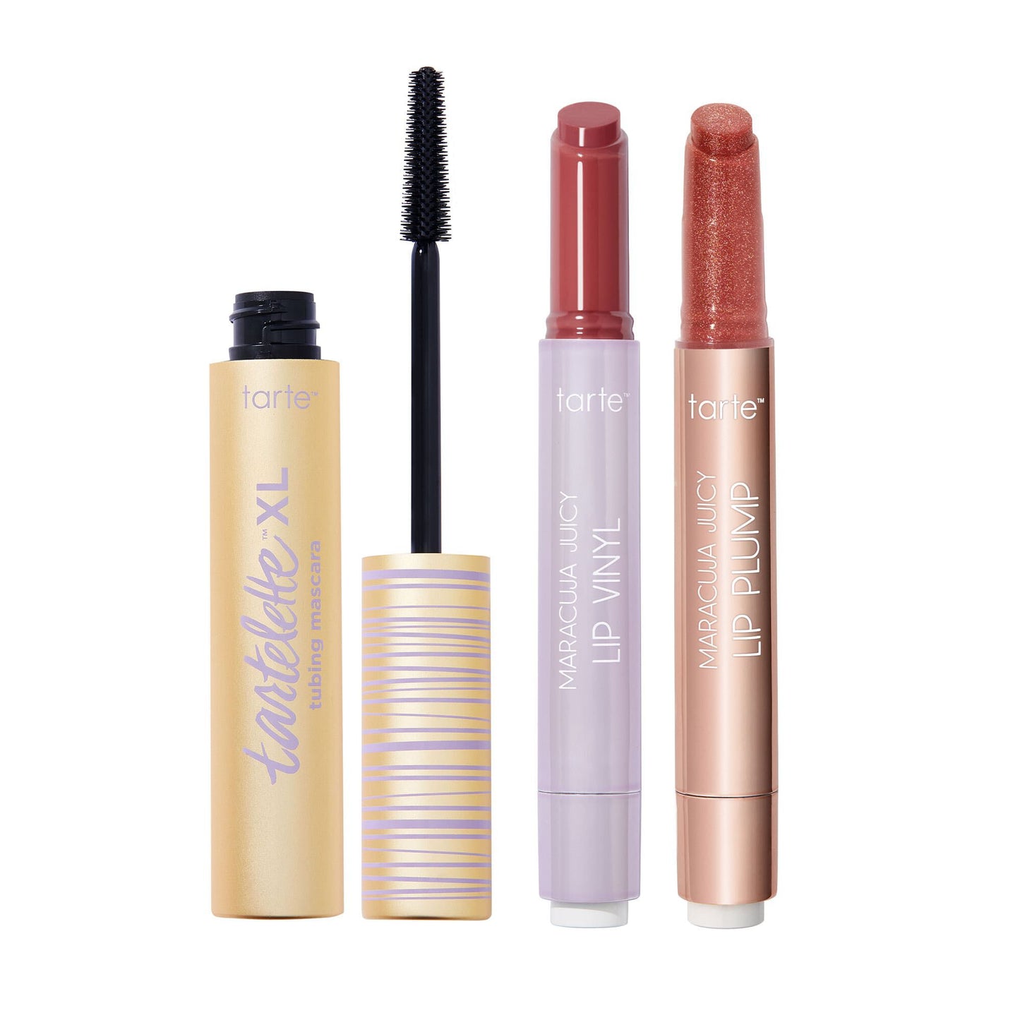 tarteâ„¢ maracuja juicy lip vinyl, shimmer glass and XL tubing mascara set image number 1