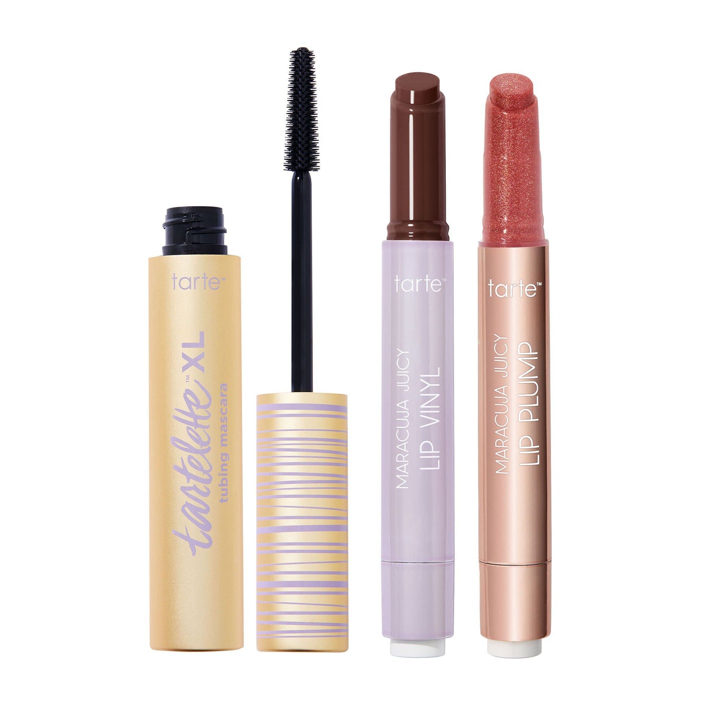 tarteâ„¢ maracuja juicy lip vinyl, shimmer glass and XL tubing mascara set image number 1