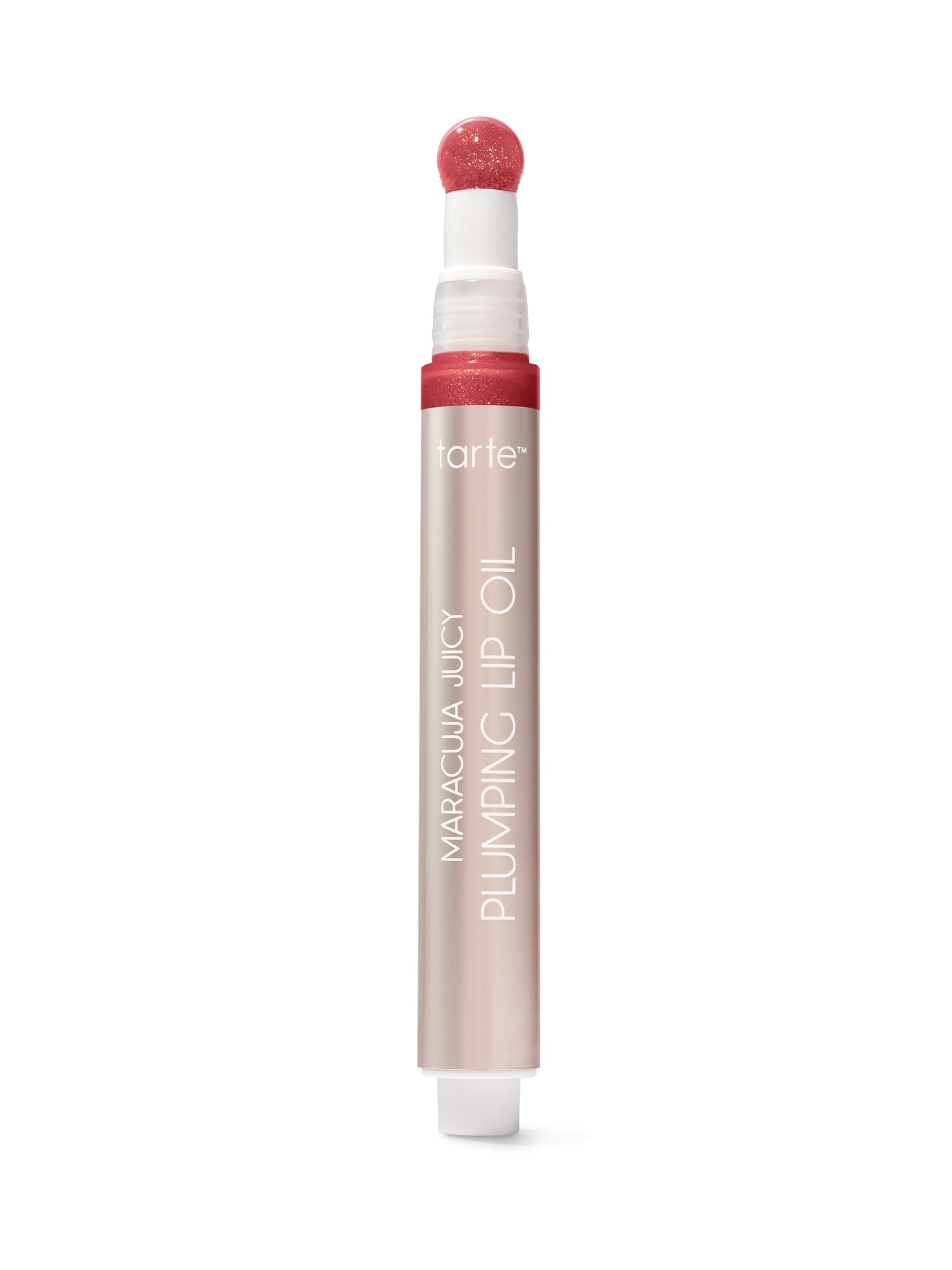 A dual-ended beauty pen with a red applicator tip at one end and text Maracuja Juicy Lip on the body, set against a plain white background.
