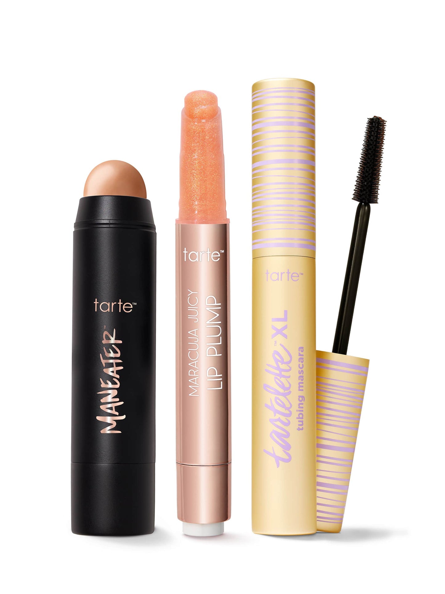 maracuja juicy lip shimmer, XL tubing mascara & bronzer stick trio
