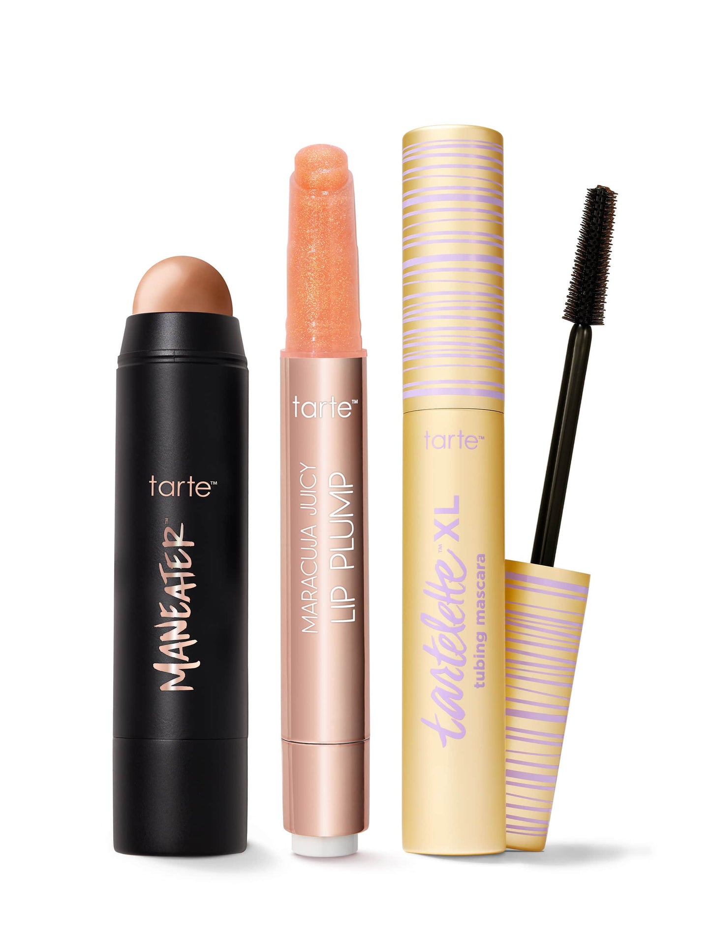 maracuja juicy lip shimmer, XL tubing mascara & bronzer stick trio
