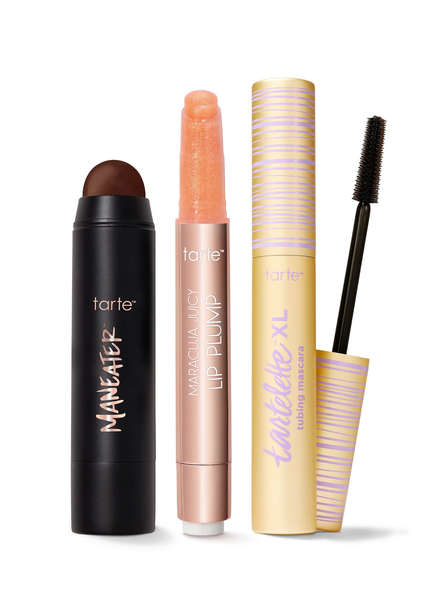 maracuja juicy lip shimmer, XL tubing mascara & bronzer stick trio