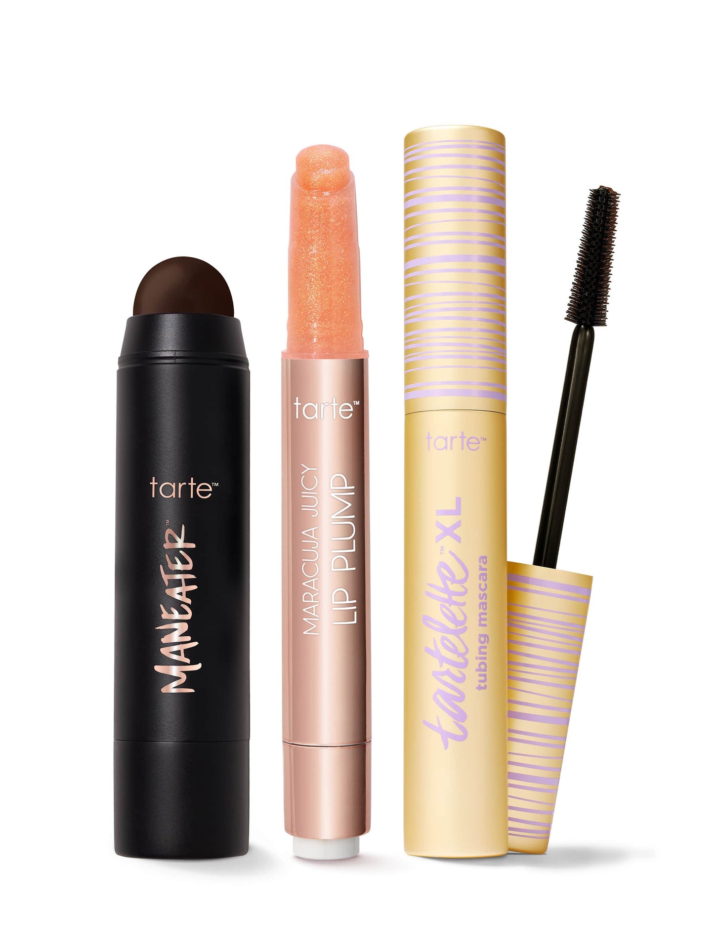 maracuja juicy lip shimmer, XL tubing mascara & bronzer stick trio