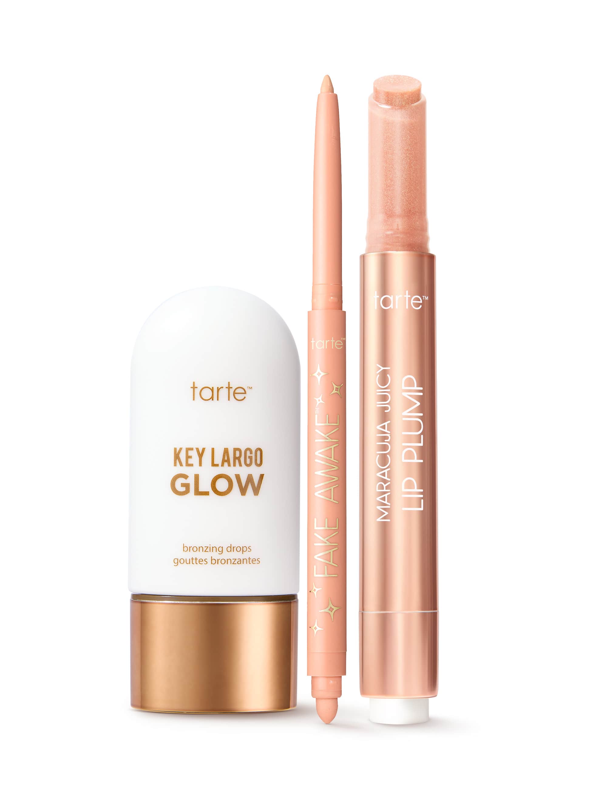 Tarte™ maracuja juicy shimmer plump, fake awake and bronzing drops